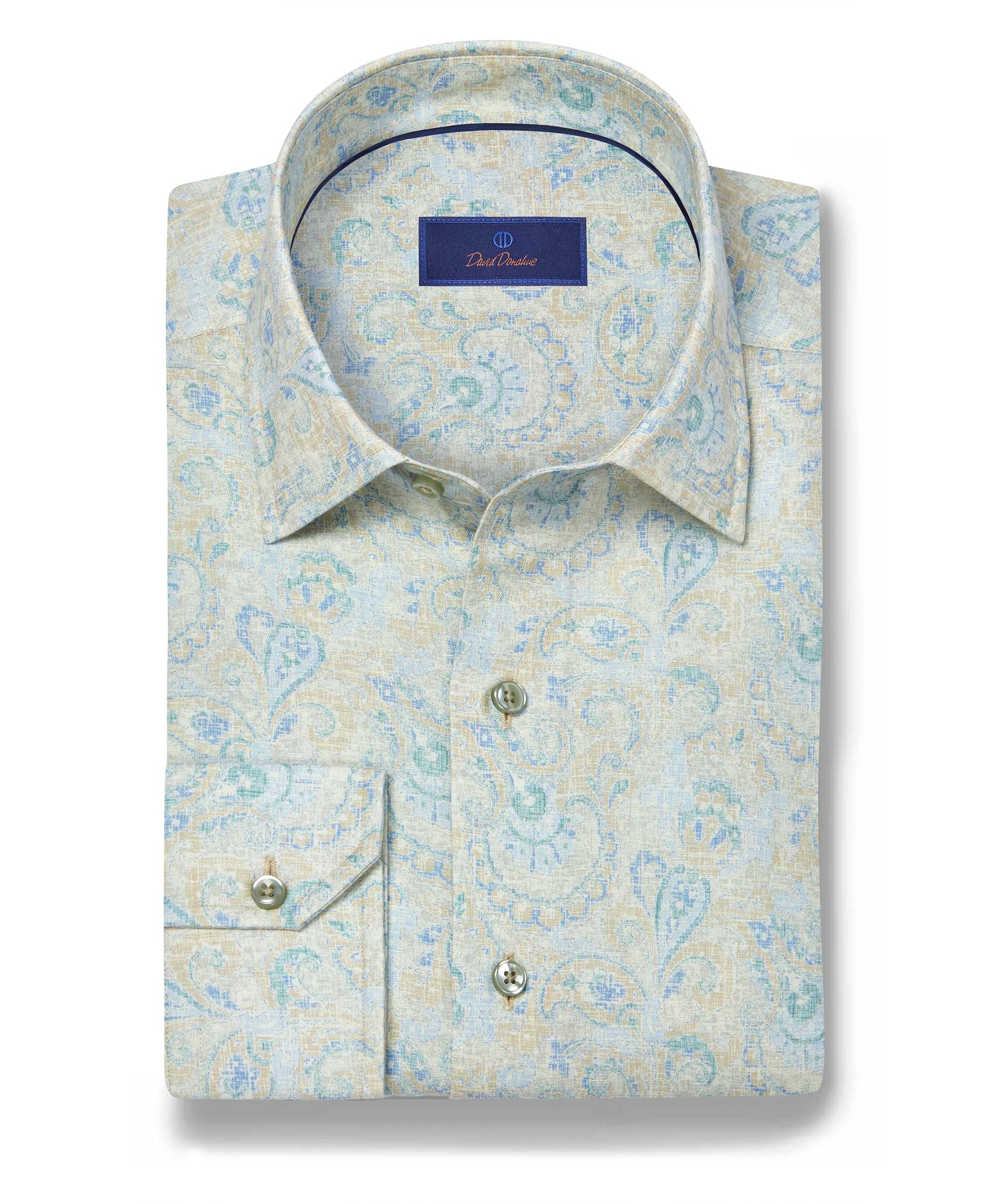 David Donahue Linen Paisley Shirt CBSM12500298 Dune/Multi / XL David Donahue Linen Paisley Shirt CBSM12500298 Dune/Multi / XL