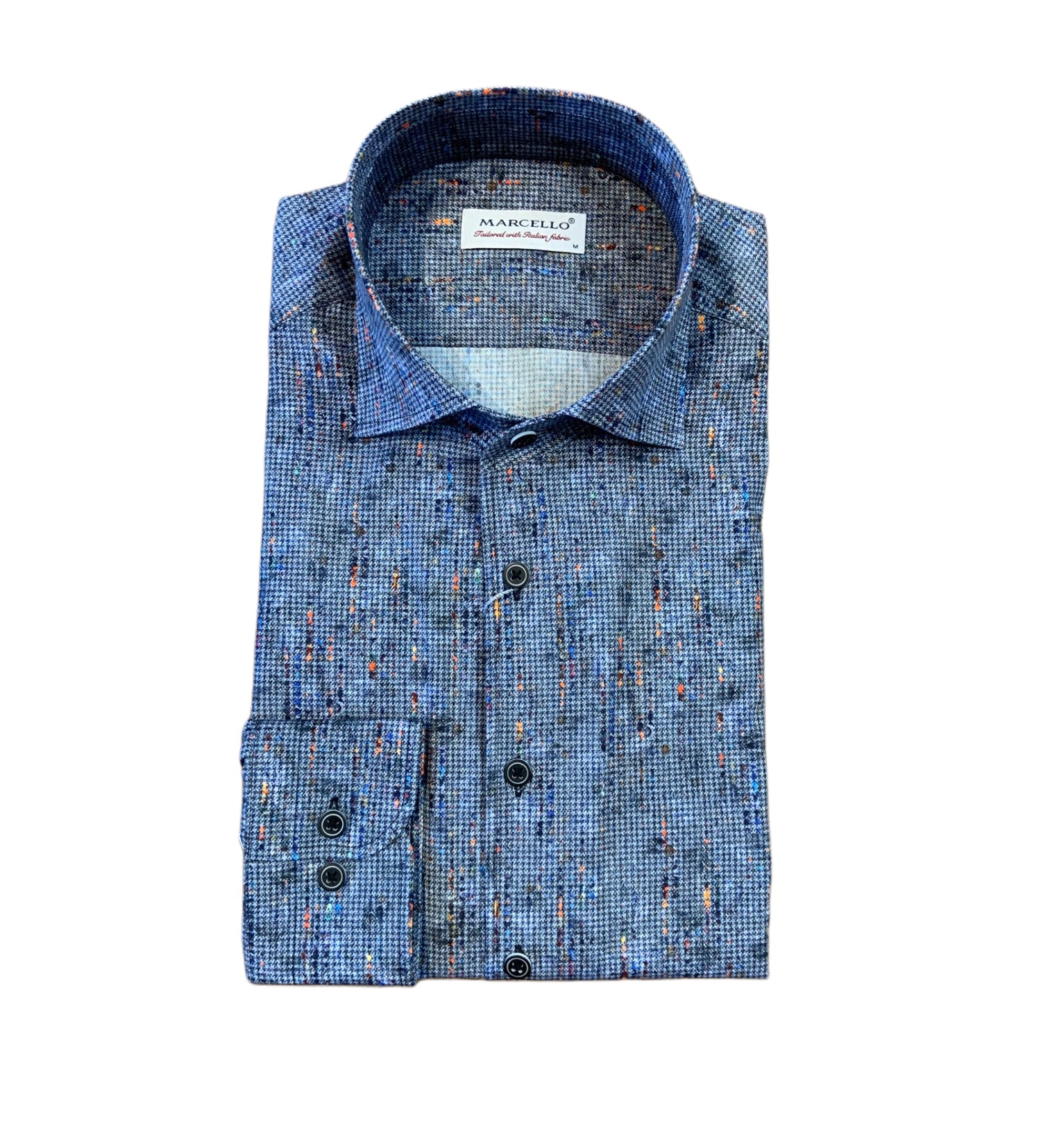 Marcello Shirt Floral Houndstooth W-054R Indigo / L