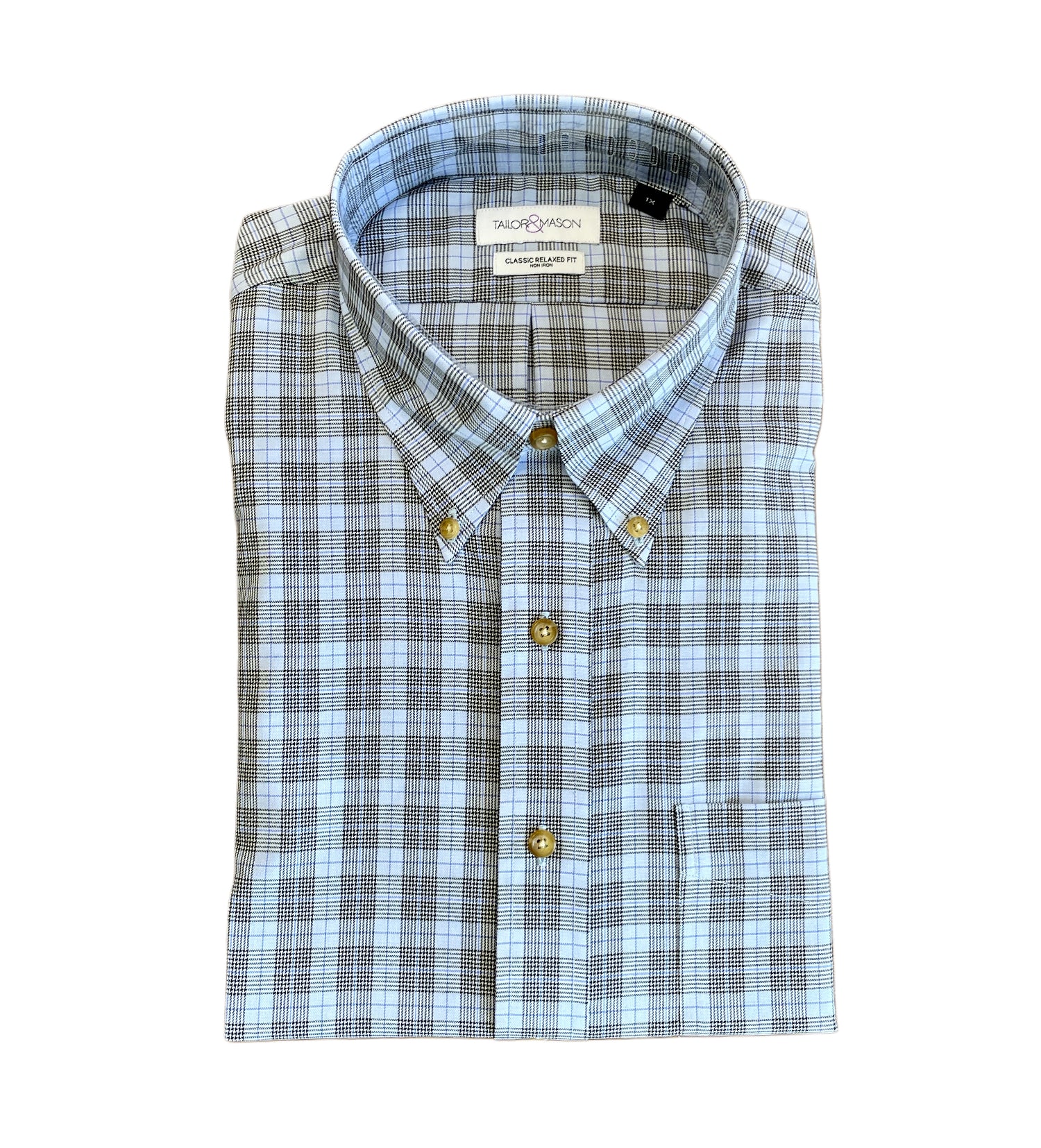 Tailor & Mason Big & Tall Plaid Shirt 45-129 Blue/Black / 2XT Tailor & Mason Big & Tall Plaid Shirt 45-129 Blue/Black / 2XT