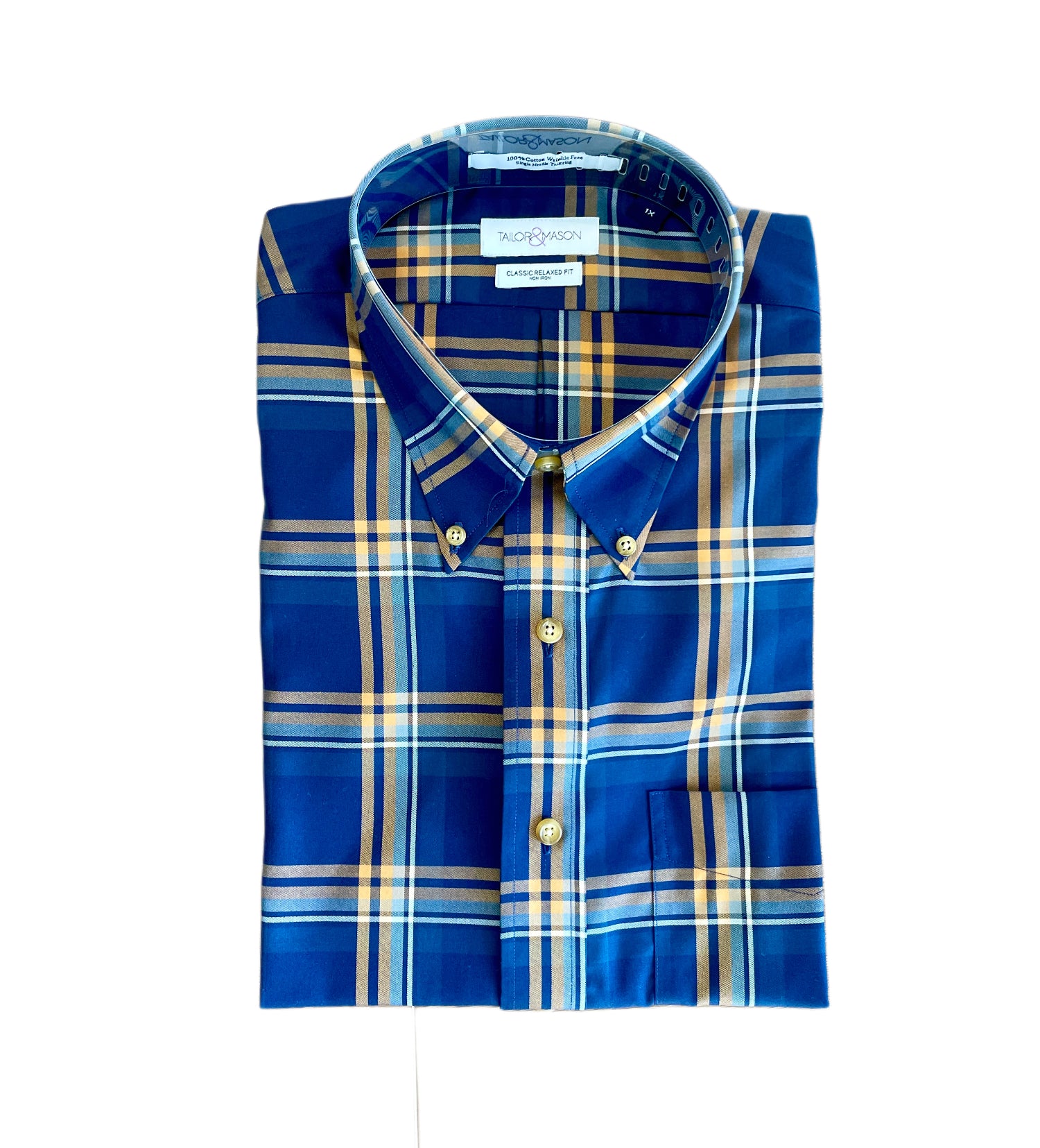 Tailor & Mason Big & Tall Plaid Shirt 45-112 Navy / 1XB Tailor & Mason Big & Tall Plaid Shirt 45-112 Navy / 1XB
