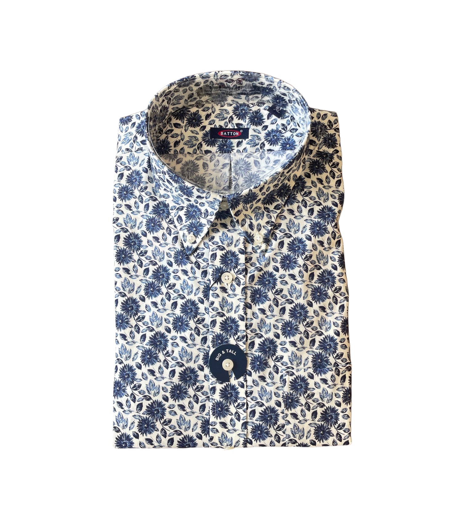 Batton Dorian Big & Tall Long Sleeve Sport Shirt Blue Floral / 3XLT Batton Dorian Big & Tall Long Sleeve Sport Shirt Blue Floral / 3XLT