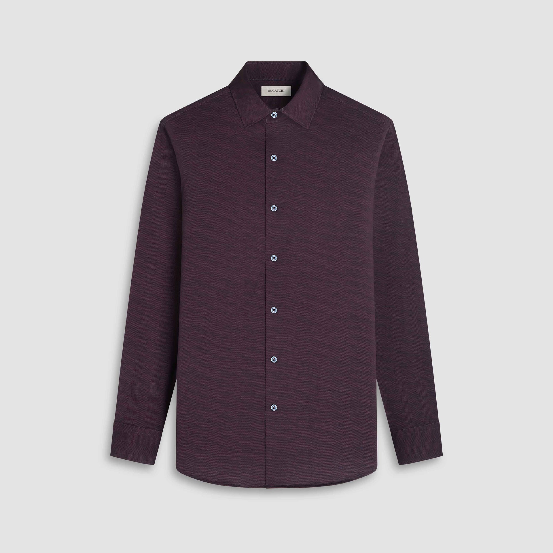Bugatchi James Herringbone Sport Shirt HF9508K60 Burgundy / XXL