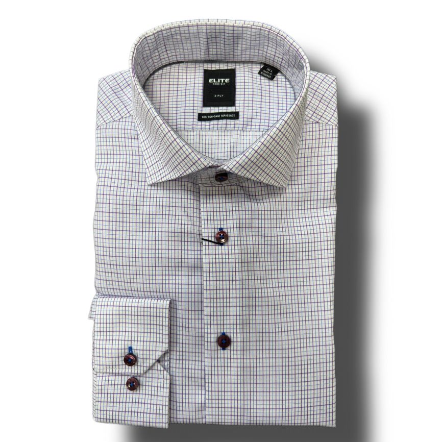 Elite E-2357103 Lavender Check Dress Shirt 18 / L Elite E-2357103 Lavender Check Dress Shirt 18 / L