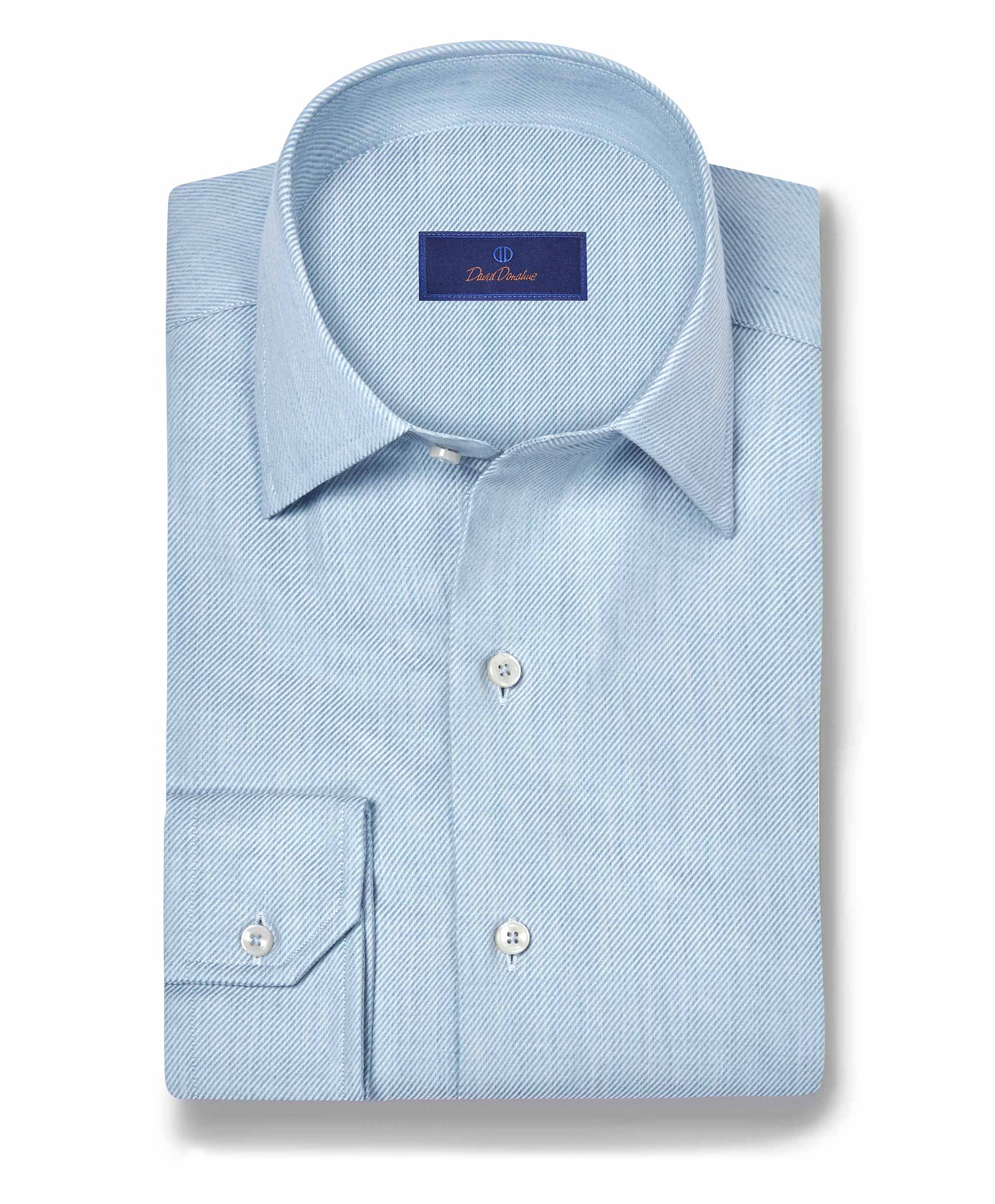David Donahue Cotton Cashmere Solid Sport Shirt - Sky - XL David Donahue Cotton Cashmere Solid Sport Shirt - Sky - XL