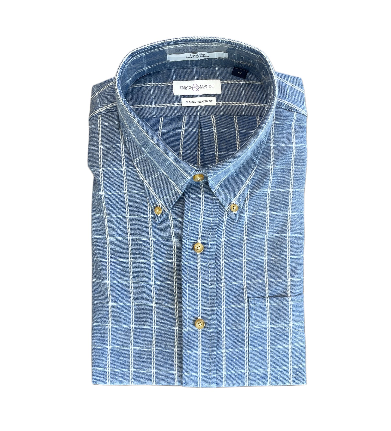 Tailor & Mason Big & Tall Plaid Shirt 45-130 Blue/Grey / 2XB