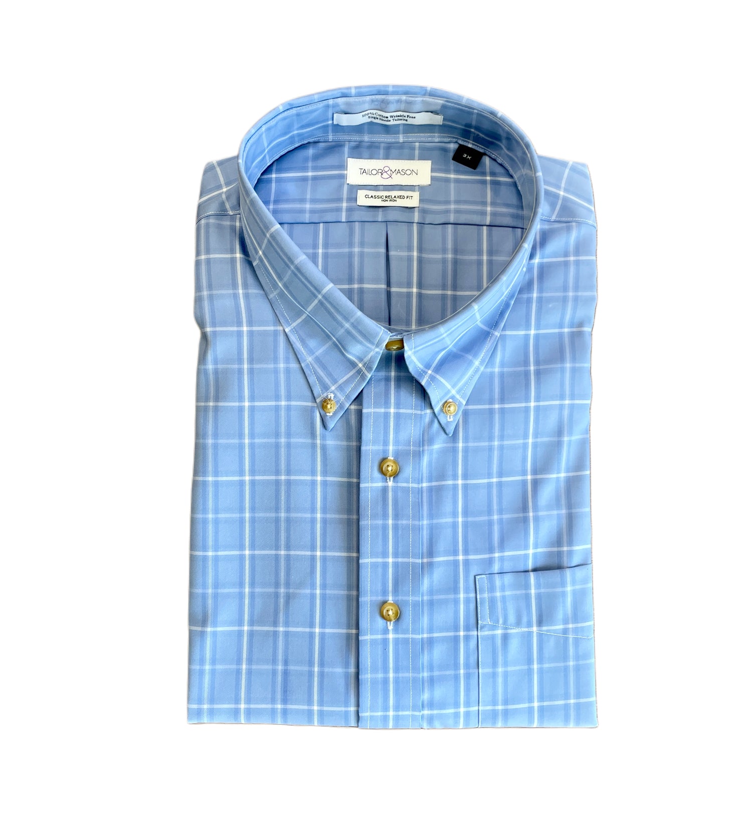 Tailor & Mason Big & Tall Plaid Shirt 45-101 Blue / XLT