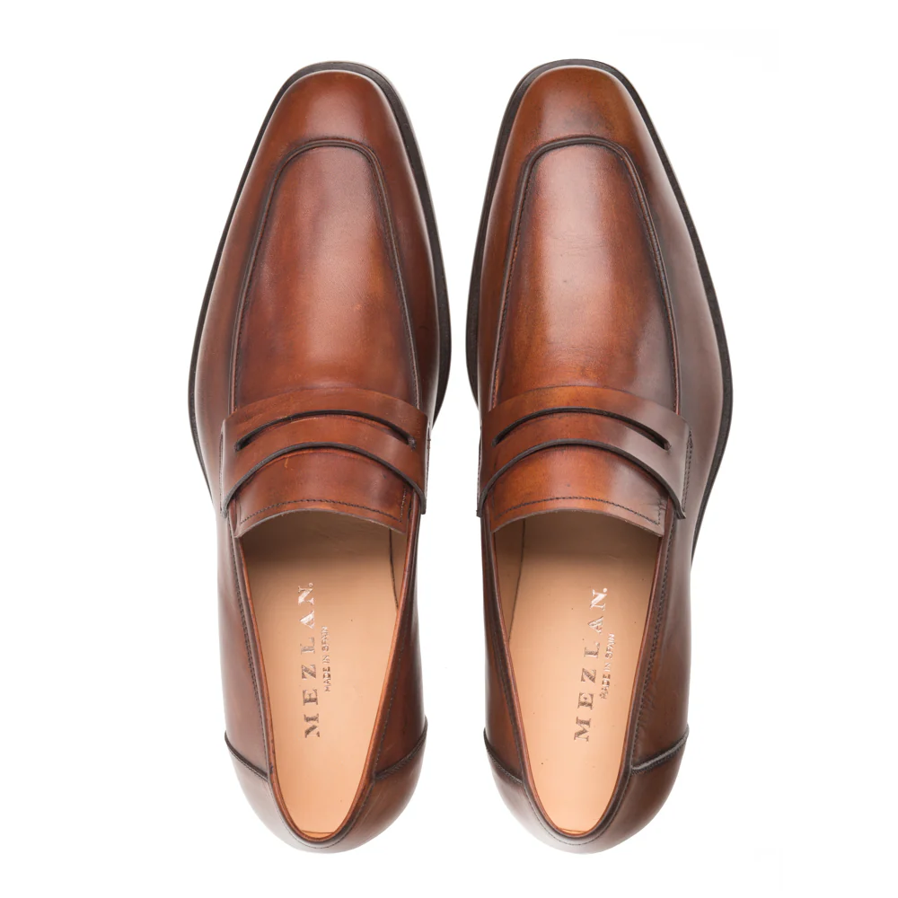 Mezlan Calfskin Penny Loafer Cognac / 13 Mezlan Calfskin Penny Loafer Cognac / 13