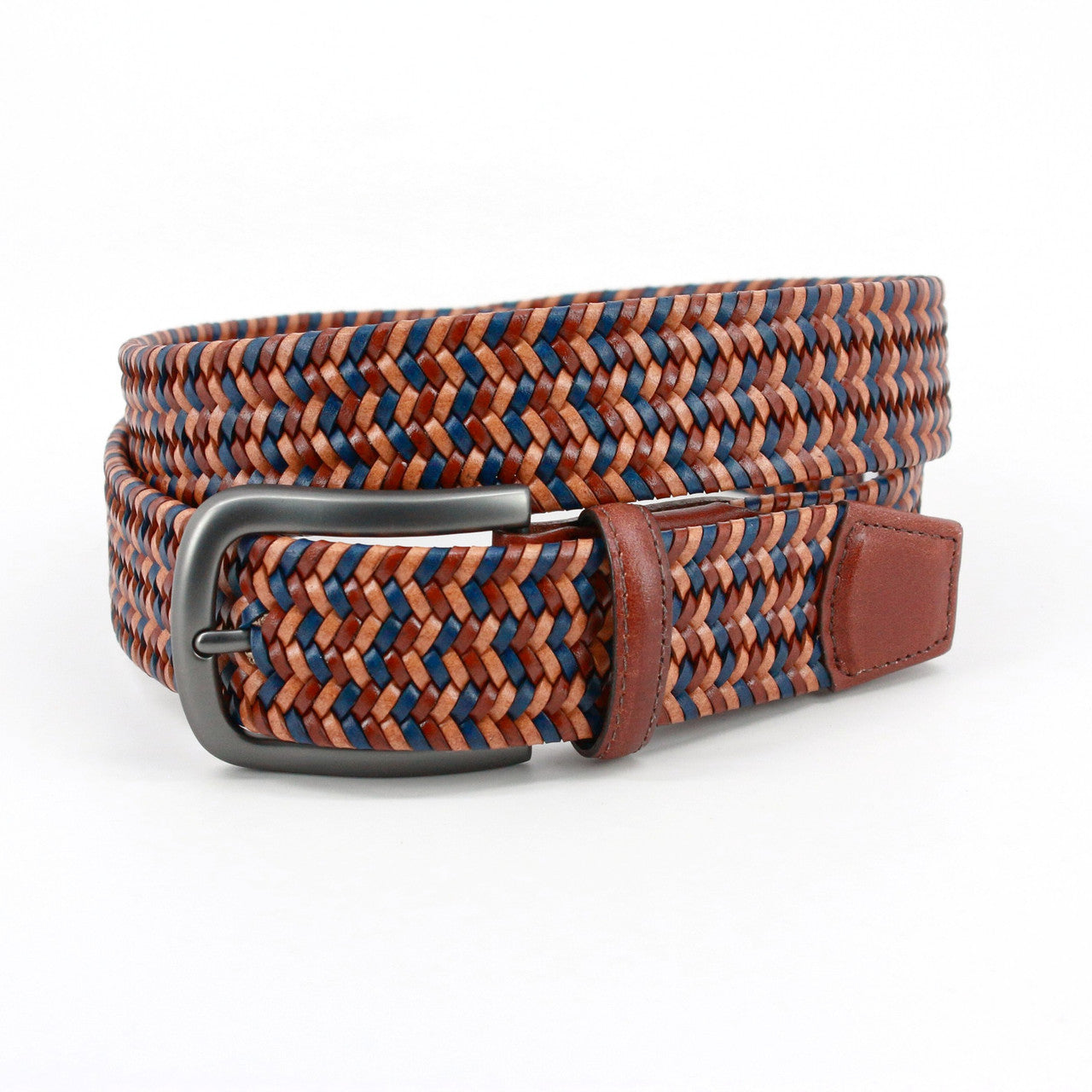 Torino Italian Mini Strand Woven Stretch Leather Belt