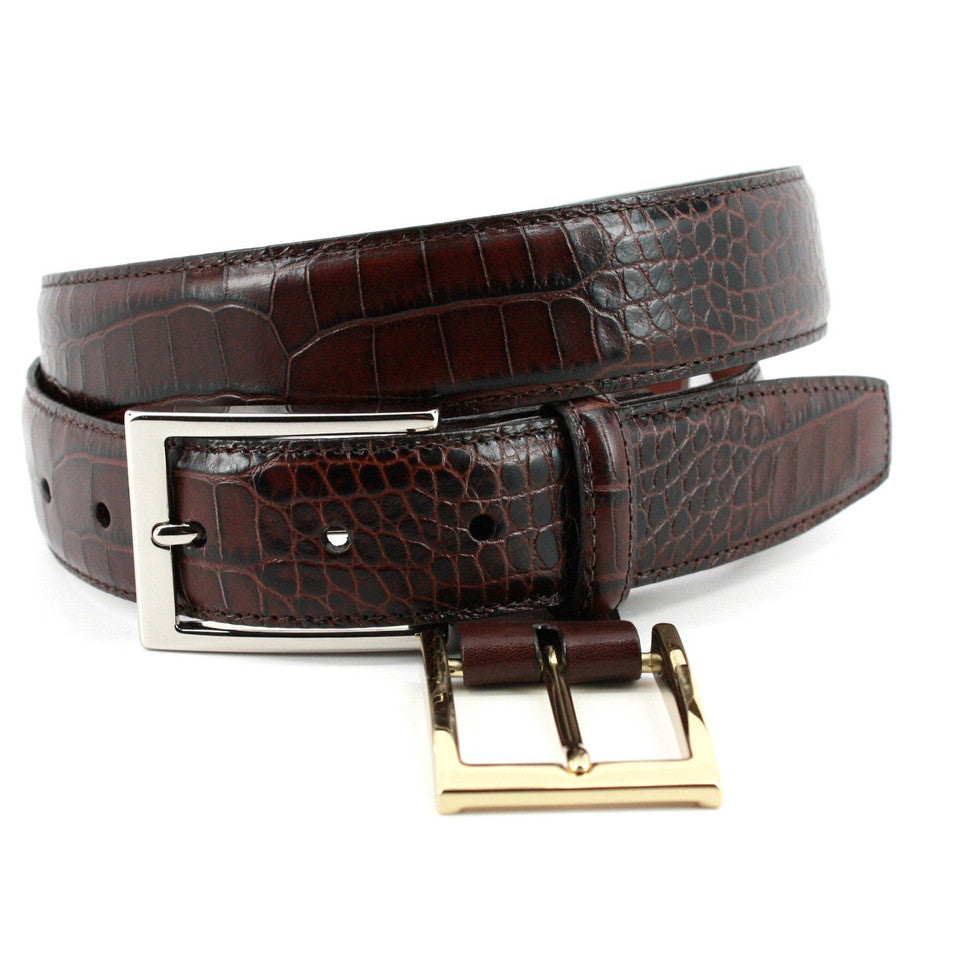 Torino Faux Alligator Grain Embossed Calfskin Belt Big & Tall