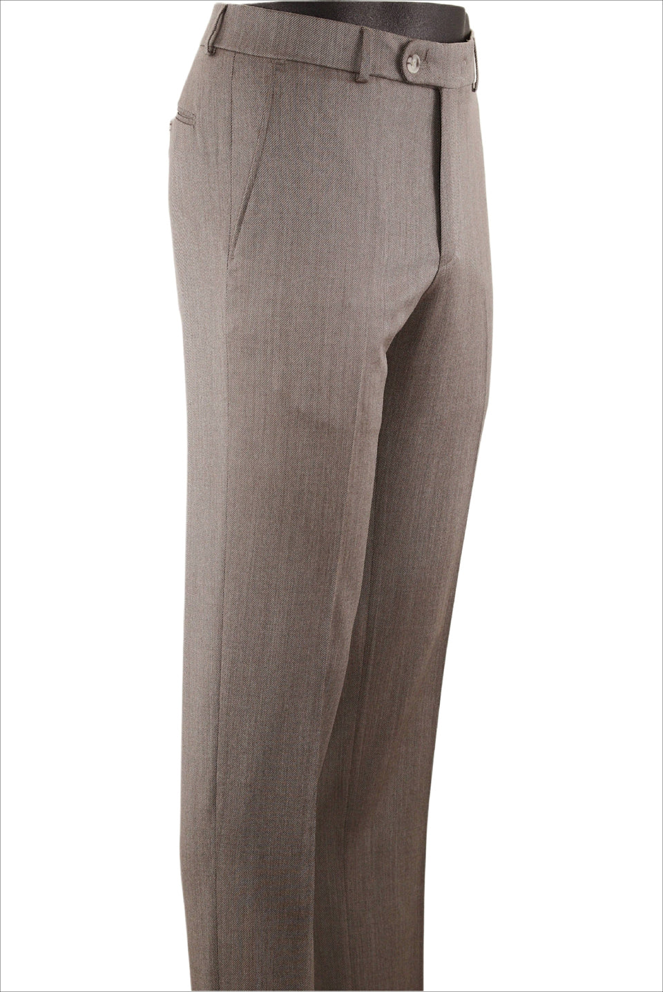 taupe men's dress pants on a white background