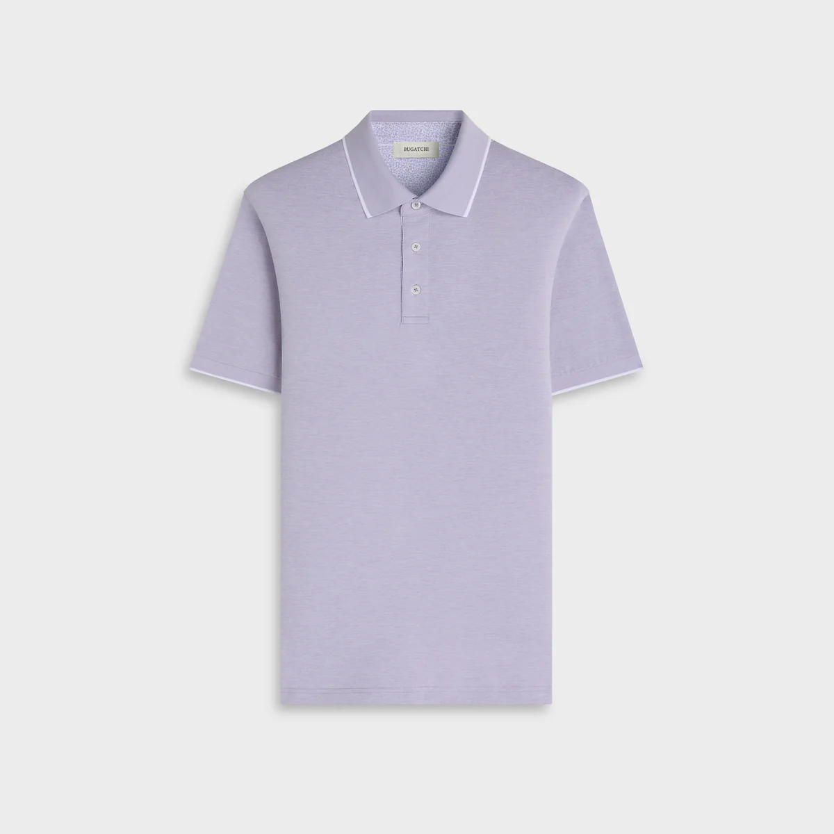 Light purple polo shirt on a light gray background
