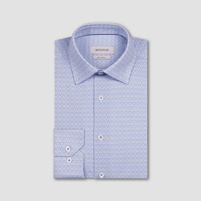 Light blue patterned dress shirt on a light gray background