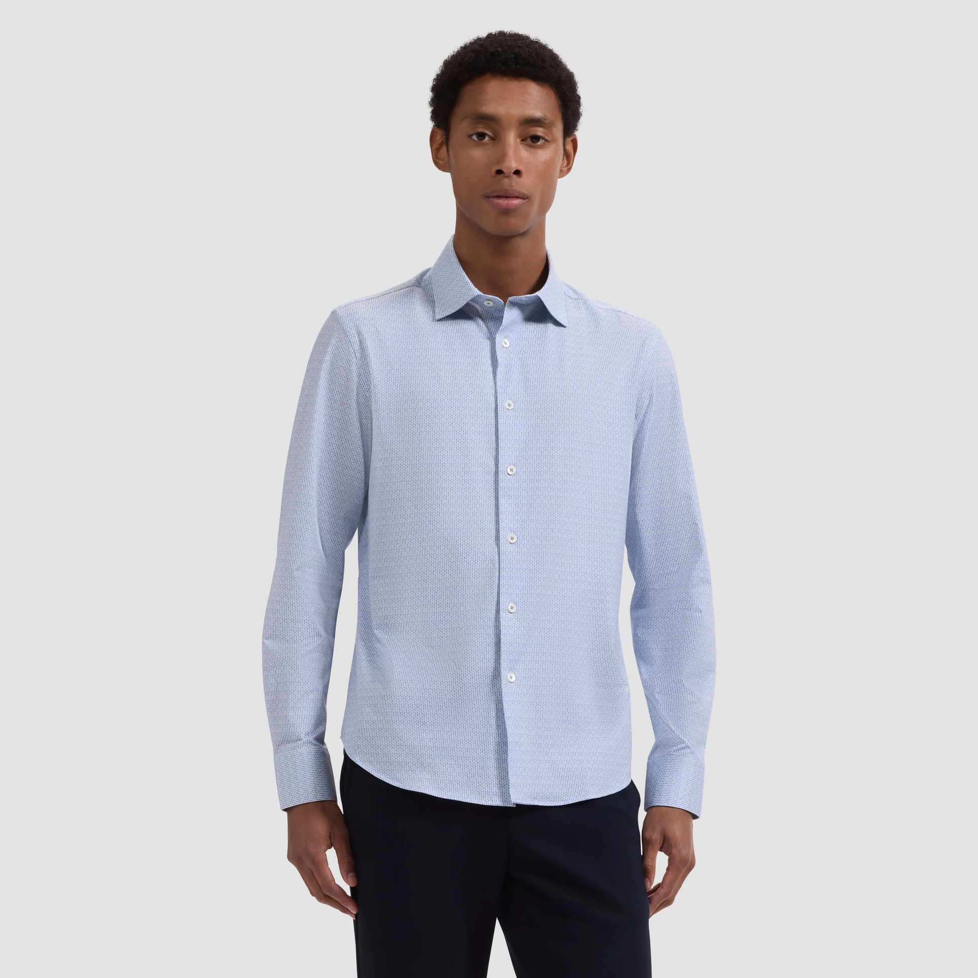 Bugatchi James OoohCotton Micro Geo Stripe Shirt JF9126K60 Ether / M Bugatchi James OoohCotton Micro Geo Stripe Shirt JF9126K60 Ether / M
