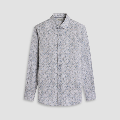 Floral patterned shirt on a light gray background