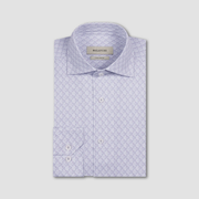 Light blue patterned dress shirt on a light gray background