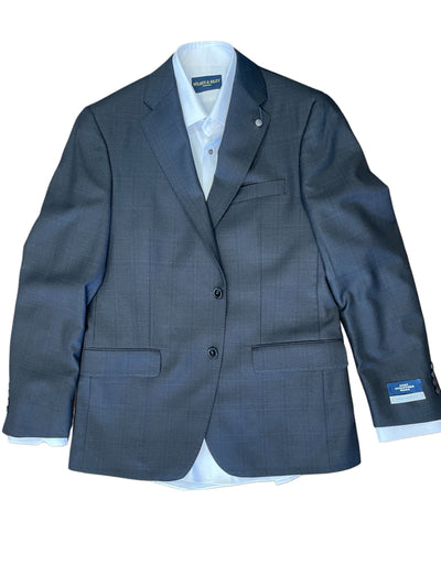 Blue suit jacket on a white background