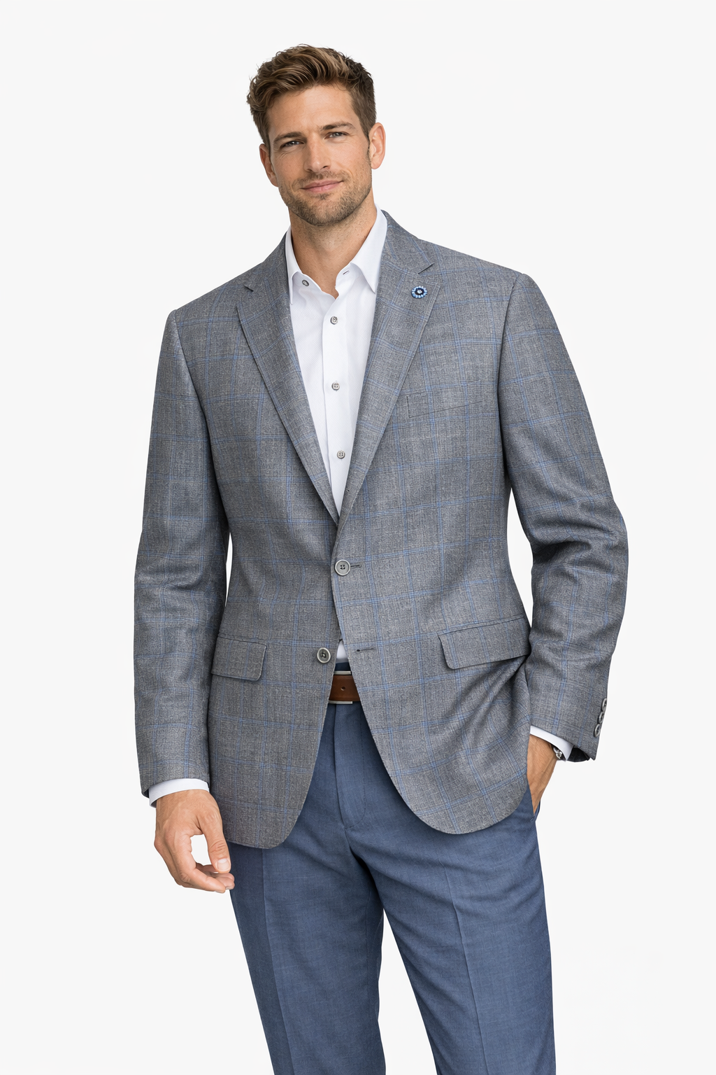 Hart Schaffner Marx New York Sport Coat 30C0181 Blue/Gry / 44 / L