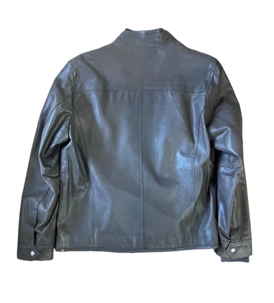Brown leather jacket on a white background