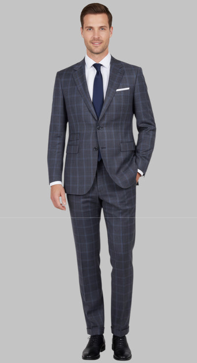 Paul Betenly Grey/Blue Plaid Slim Suit 1D6117