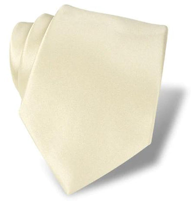 The DION Solid Silk Tie by Dion, in a classic cream color, is ideal for formal occasions and is showcased against a white background.