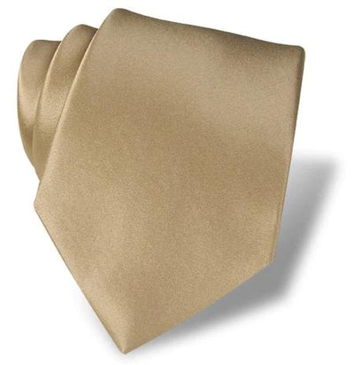 The DION Solid Silk Tie by Dion, in light gold, is showcased against a white background—perfect for adding refined style to formal Toronto events.