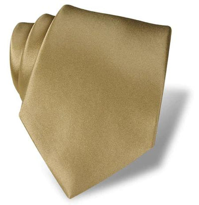 The DION Solid Silk Tie by Dion features a gold hue and glossy silk finish, perfectly suited for formal occasions. Neatly folded against a white background, it’s ideal for upgrading your style in Toronto's vibrant fashion scene.
