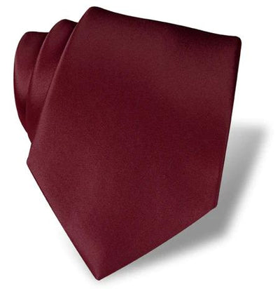 The DION Solid Silk Tie by Dion, in maroon, is neatly displayed on a white background—a refined accessory ideal for formal wear and adding Toronto sophistication to any outfit.