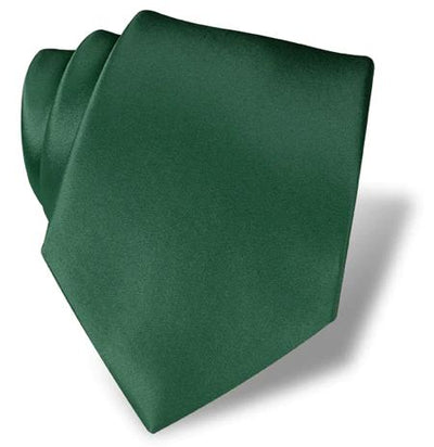 The DION Solid Silk Tie by Dion, shown in a deep green against a white background, adds an elegant touch to formalwear in Toronto.