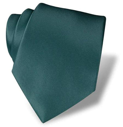The DION Solid Silk Tie by Dion, shown neatly folded against a white background, is a sophisticated dark green accessory perfect for formal occasions in Toronto.