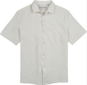 Short-sleeve button-up shirt on a white background