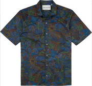 Short-sleeve shirt with a floral pattern on a white background