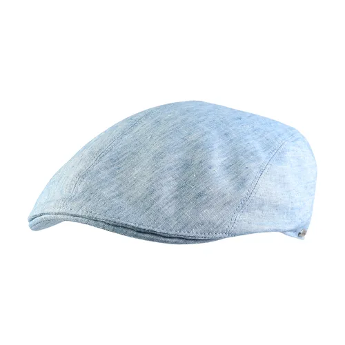Light blue linen cap on a white background