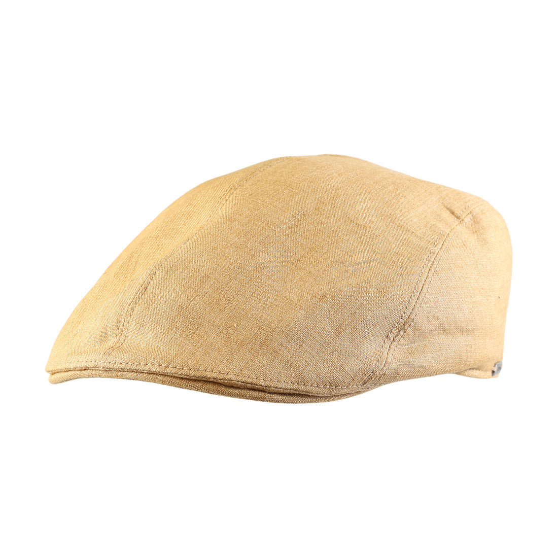 yellow/ Beige flat cap on a white background
