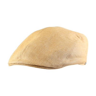 yellow/ Beige flat cap on a white background
