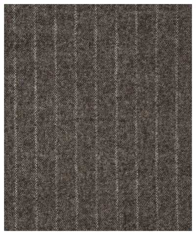 Close-up of crease-resistant brown textured fabric with subtle chalkstripe pattern—perfect for Ballin M5661 Soho Chalkstripe Trousers, a business casual option from Ballin.