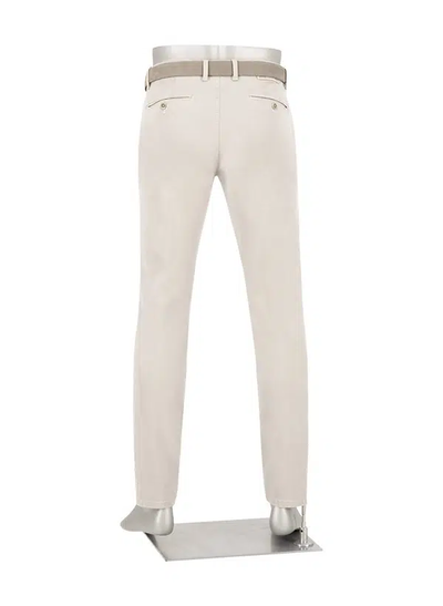 beige pants with a belt on a white background