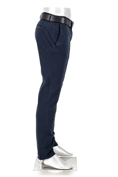 Navy blue pants on a mannequin with a white background