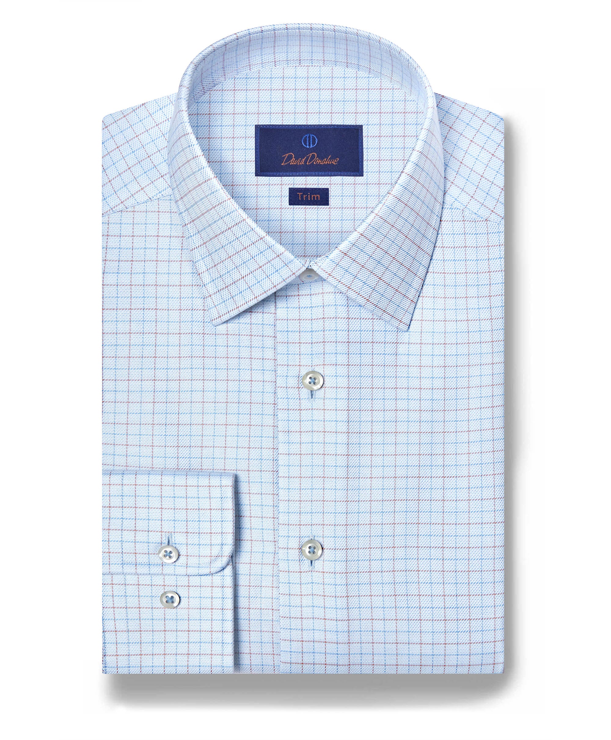 David Donahue Twill Check Dress Shirt TBSP12809489