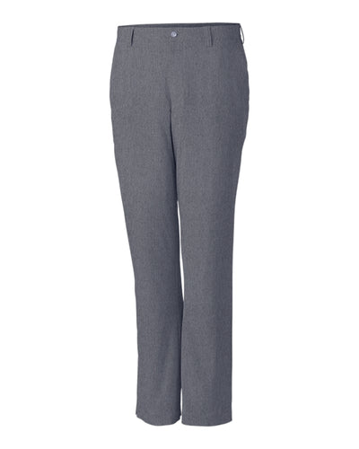 The Cutter & Buck Bainbridge Pants Big & Tall feature a gray straight-leg, flat front design with belt loops and a front button closure, crafted in comfortable DryTec fabric. Shown on a plain white background.
