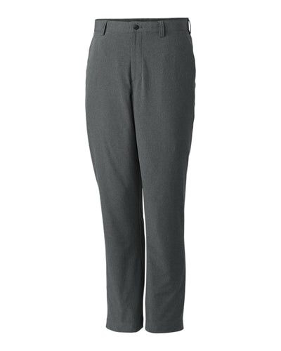 The Cutter & Buck Bainbridge Pants Big & Tall are straight-leg, dark gray pants with a flat front, belt loops, button closure, and front pockets, shown against a plain white background.