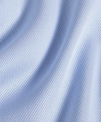 Close-up of the David Donahue Micro Tic Dress Shirt TBSP11011 fabric in blue, featuring a small repeating diamond pattern and visible folds.
