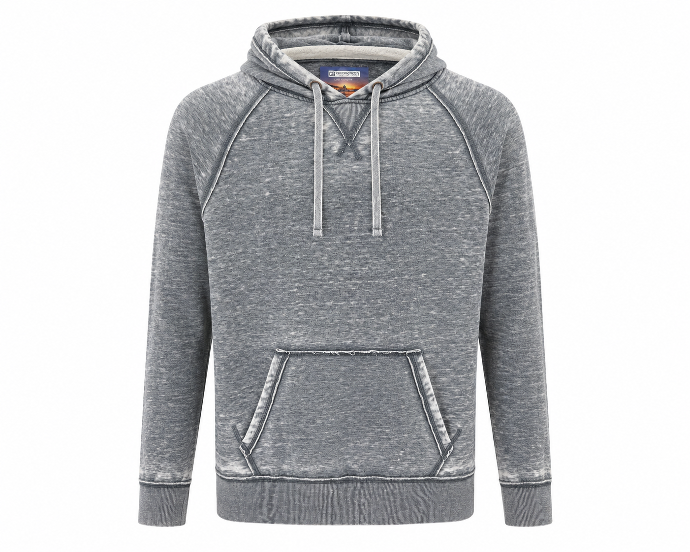 The Georg Roth Malibu Hoodie PHW by Georg Roth features a gray cotton design with drawstrings, a front kangaroo pocket, and visible seam details, offering casual comfort and versatile dress-casual styling. Displayed on a plain white background.