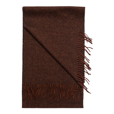 Amanda Christensen Men’s Wool Melange Scarf 440016, a dark brown wool scarf with fringe at both ends and a classic winter accessory.