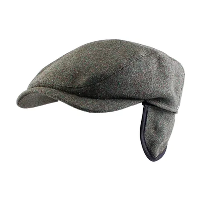Wigens Ivy Contempo Cap 110553 in gray Melton wool with extended earflaps, shown on a white background.