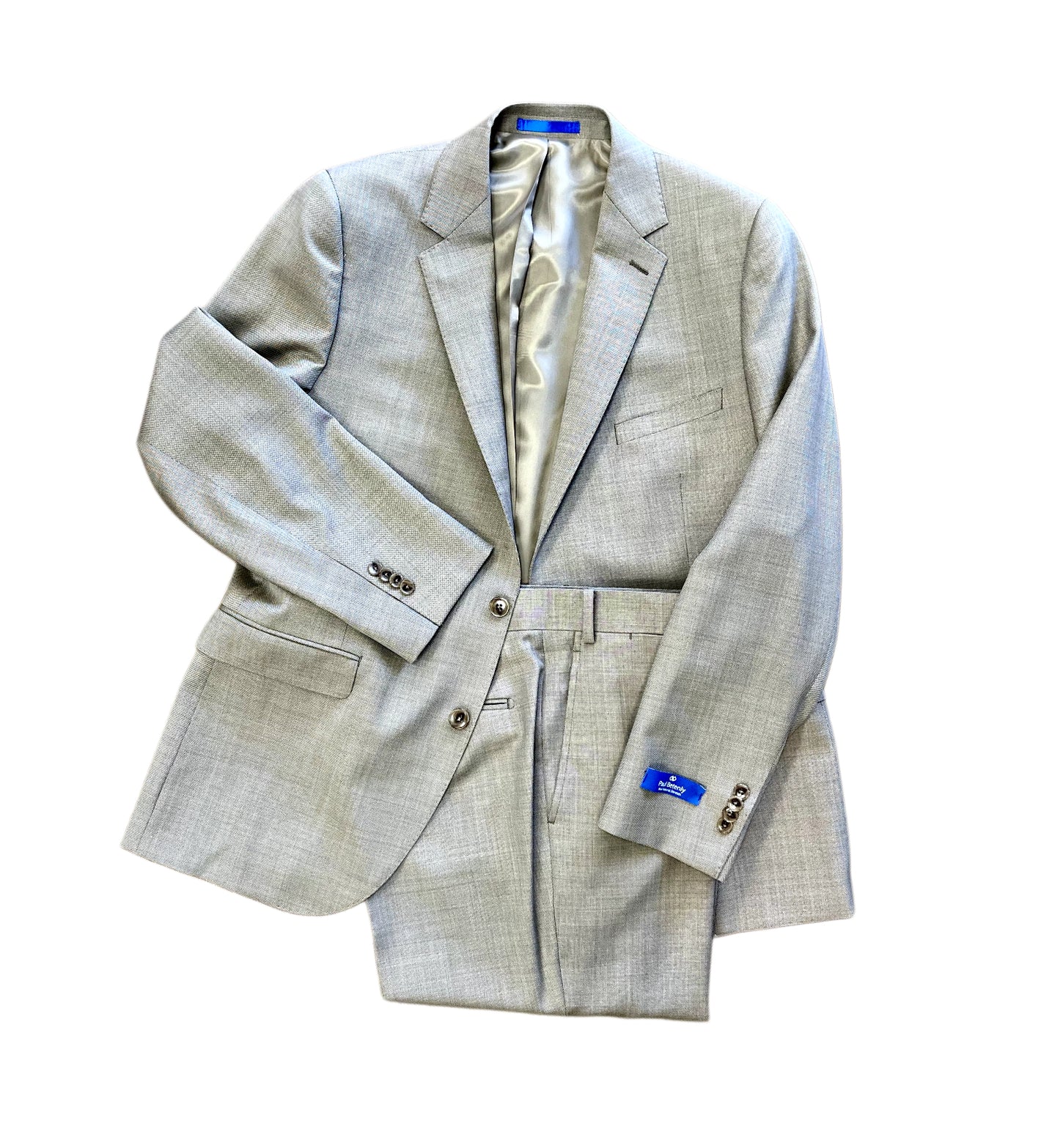 The Paul Betenly Slim Suit Tan 1D5117, with a modern silhouette, includes a blazer and matching trousers from Paul Betenly, displayed neatly on a white background.
