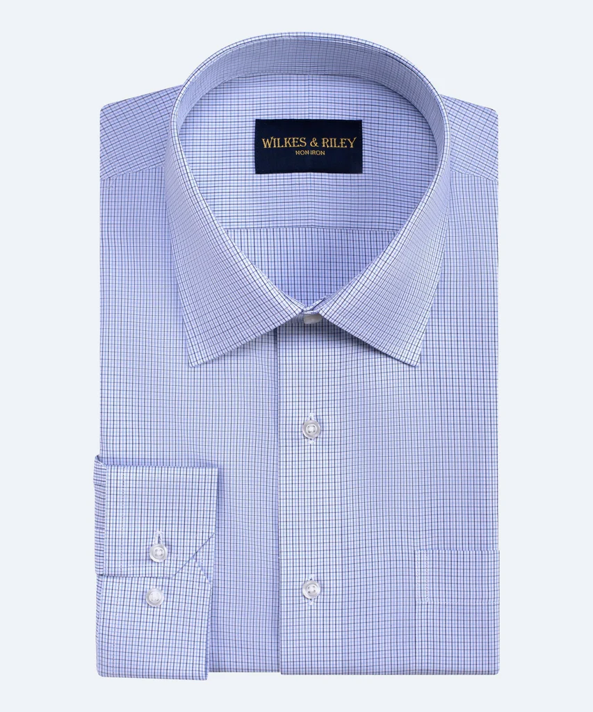 Wilkes & Riley Blue Micro Check Big & Tall Dress Shirt