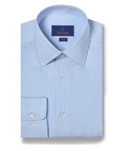 David Donahue Blue & White Fine Stripe Dress Shirt TBSP09950