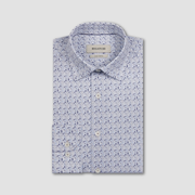 Folded shirt with a subtle pattern on a light gray background