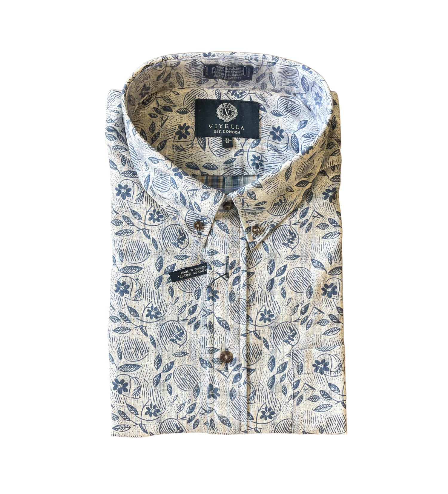 Viyella Blue Floral Short Sleeve Sport Shirt Big & Tall
