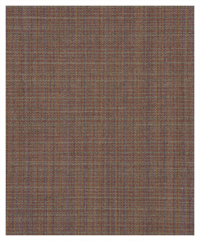 A close-up view of the brown and blue plaid fabric pattern on the Ballin M52409 Soho Pant by Ballin, featuring intersecting lines ideal for lightweight dress pants or tropical wool styles.